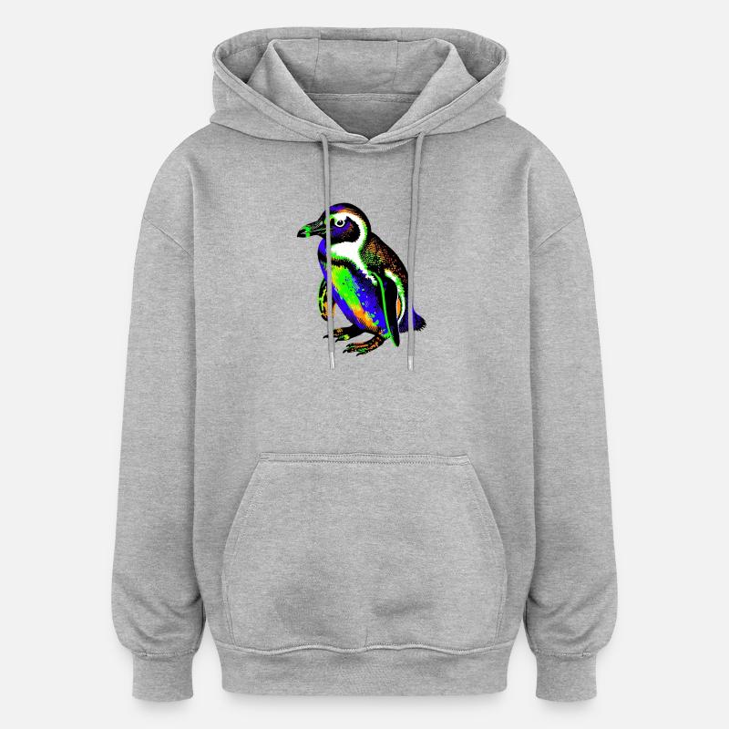 Pingouin - Sweat à capuche oversize unisexe - gris chiné