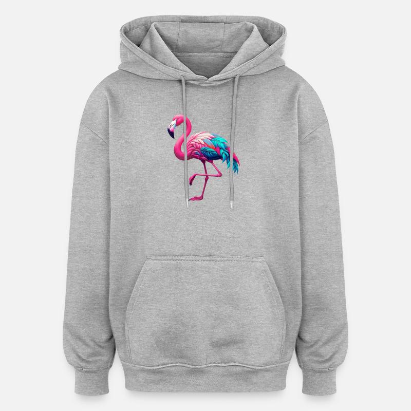 Flamant - Sweat à capuche oversize unisexe - gris chiné