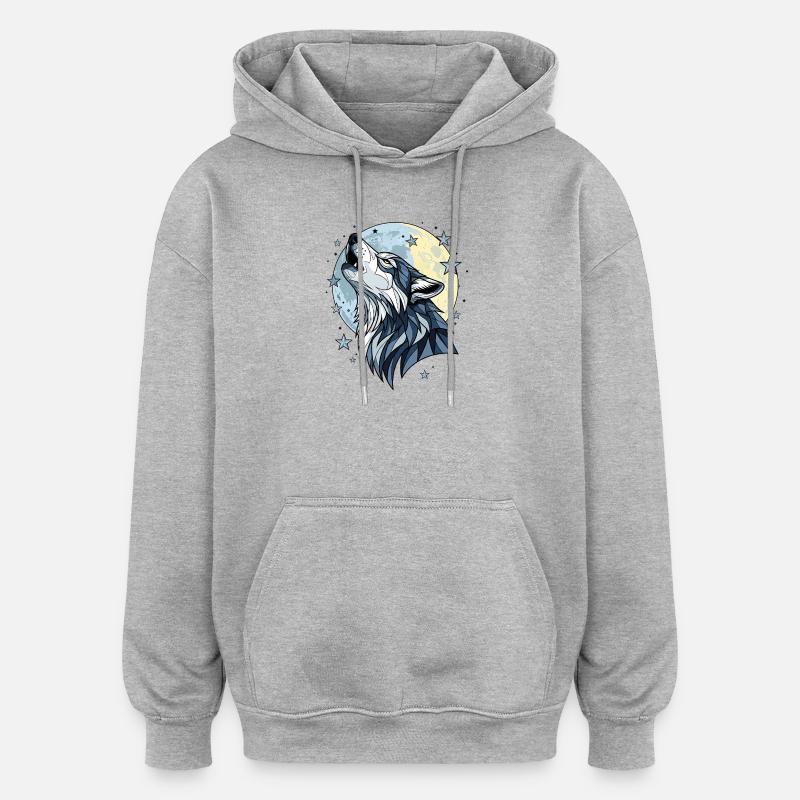 Loup - Sweat à capuche oversize unisexe - gris chiné