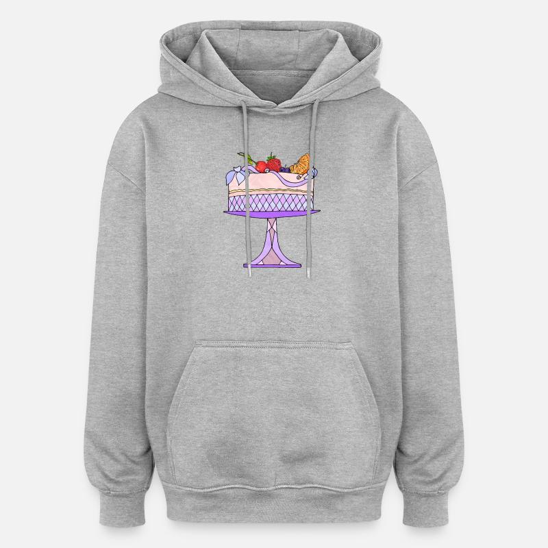 Gâteau - Sweat à capuche oversize unisexe - gris chiné