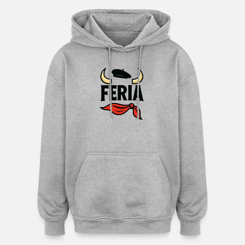 Féria - Pays Basque - Sweat à capuche oversize unisexe - gris chiné
