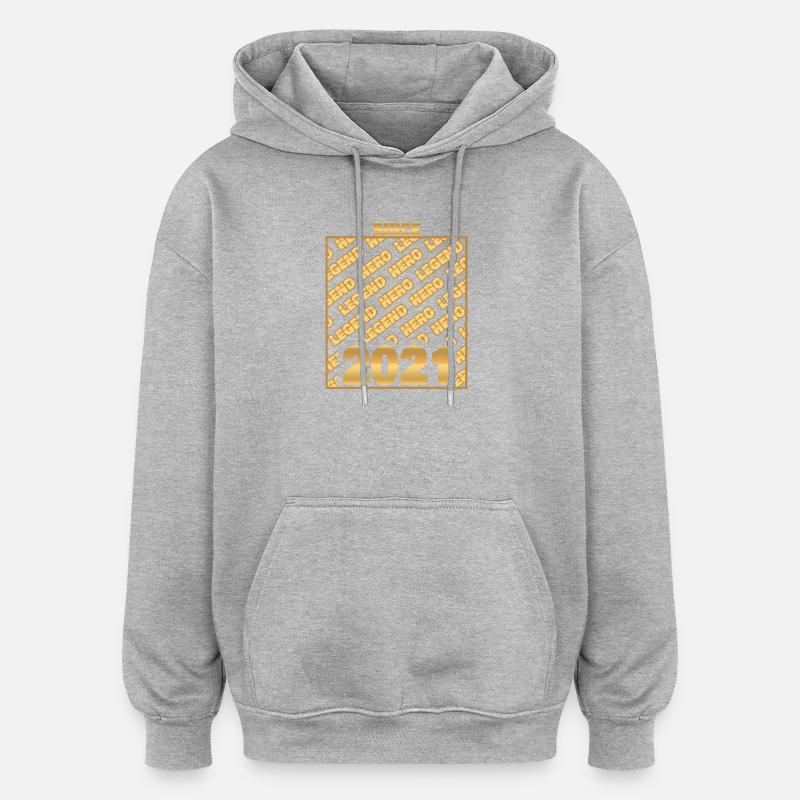2021 - Sweat à capuche oversize unisexe - gris chiné