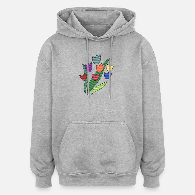 Blumen - Oversized Unisex Hoodie - Grau meliert
