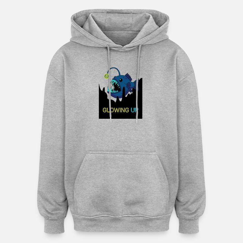 Poisson-grenouille du 8e anniversaire qui brille - Sweat à capuche oversize unisexe - gris chiné