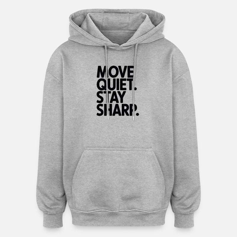 Silence. Restez vigilants. - Sweat à capuche oversize unisexe - gris chiné