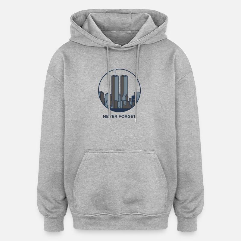 Promemoria per lo skyline Never Forget - Felpa con cappuccio unisex oversize - grigio melange