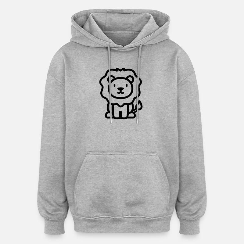 Löwe - Oversized Unisex Hoodie - Grau meliert