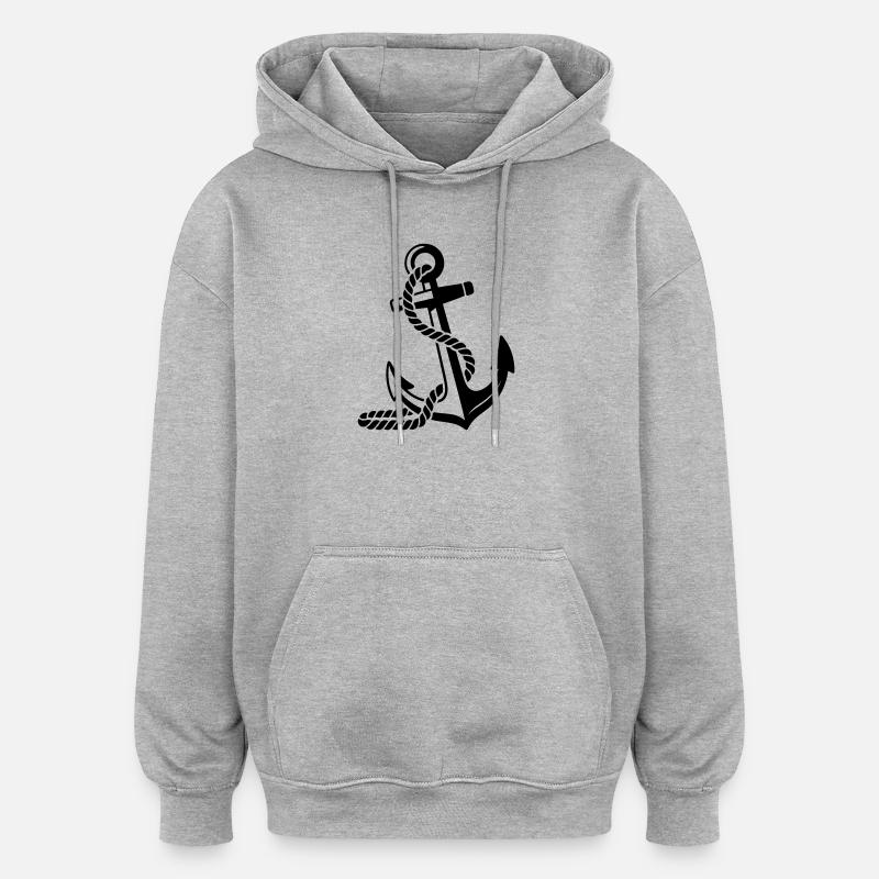 Ancre - Sweat à capuche oversize unisexe - gris chiné