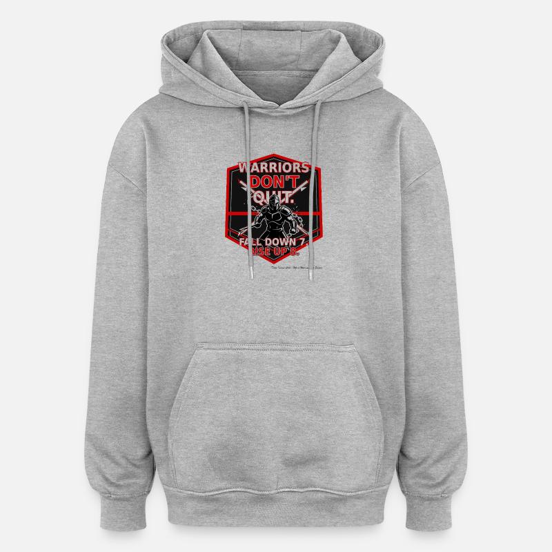 Persévérance guerrière - Sweat à capuche oversize unisexe - gris chiné
