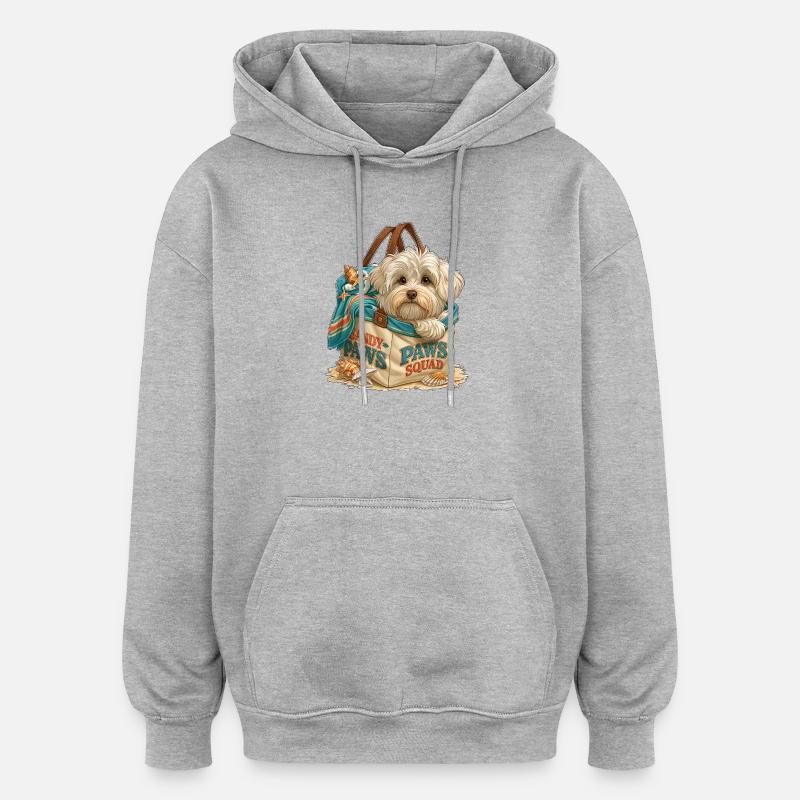 Sandy Paws Squad Beach Pup - Oversized Unisex Hoodie - heather grey