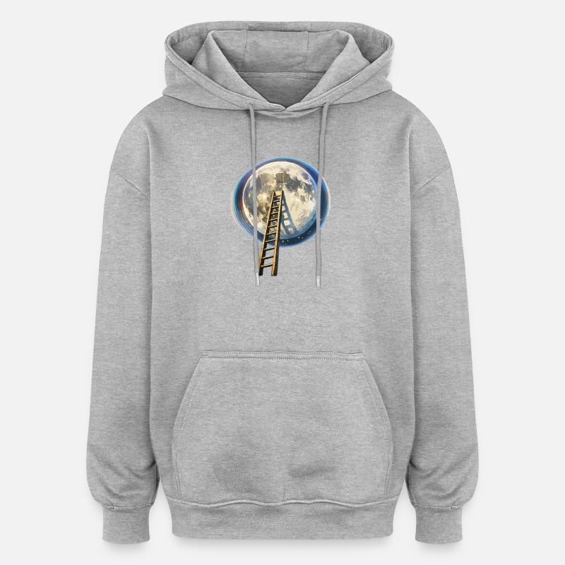 Échelle vers la Lune - Sweat à capuche oversize unisexe - gris chiné