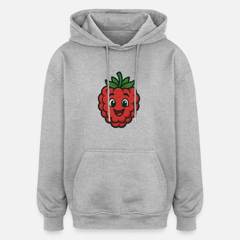 Framboise heureuse - Sweat à capuche oversize unisexe - gris chiné