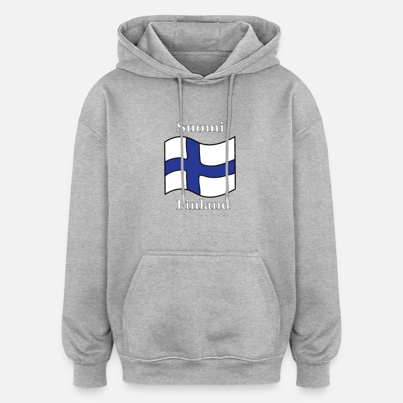 Finlande Drapeau de la Finlande - Sweat à capuche oversize unisexe - gris chiné