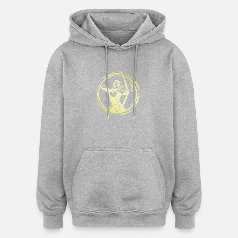 Bogenschießen Mann - Oversized Unisex Hoodie - Grau meliert