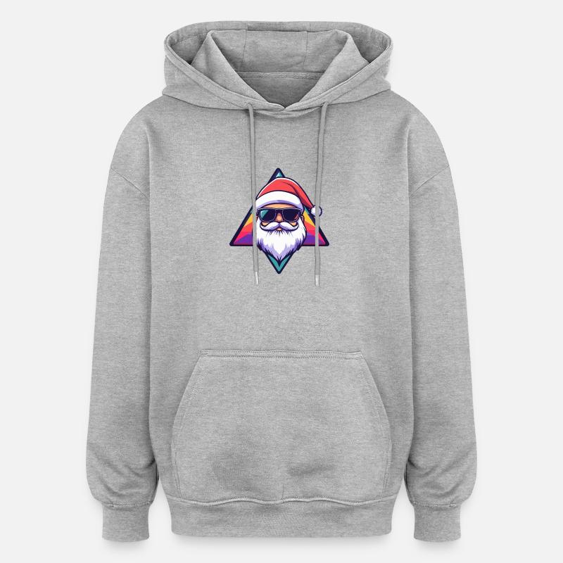 Père Noël Noël cool - Sweat à capuche oversize unisexe - gris chiné