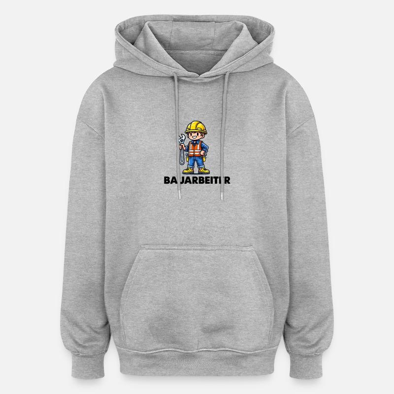 ouvrier du bâtiment - Sweat à capuche oversize unisexe - gris chiné