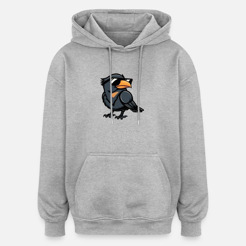 Rabe Krähe Comic Cool - Oversized Unisex Hoodie - Grau meliert