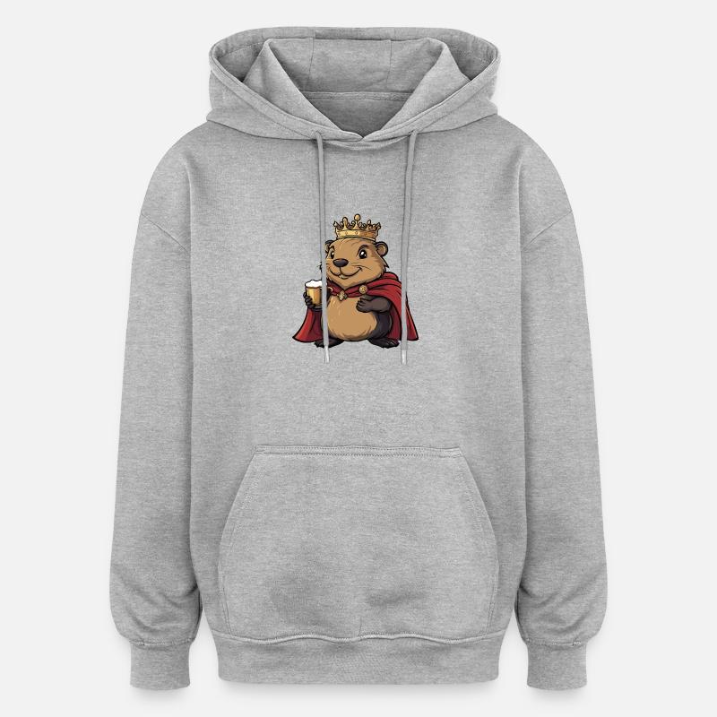 Bière de castor drôle - Sweat à capuche oversize unisexe - gris chiné