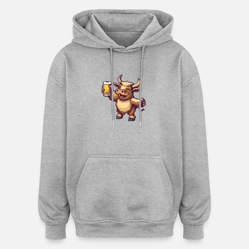Bière Taurus Pixel - Sweat à capuche oversize unisexe - gris chiné