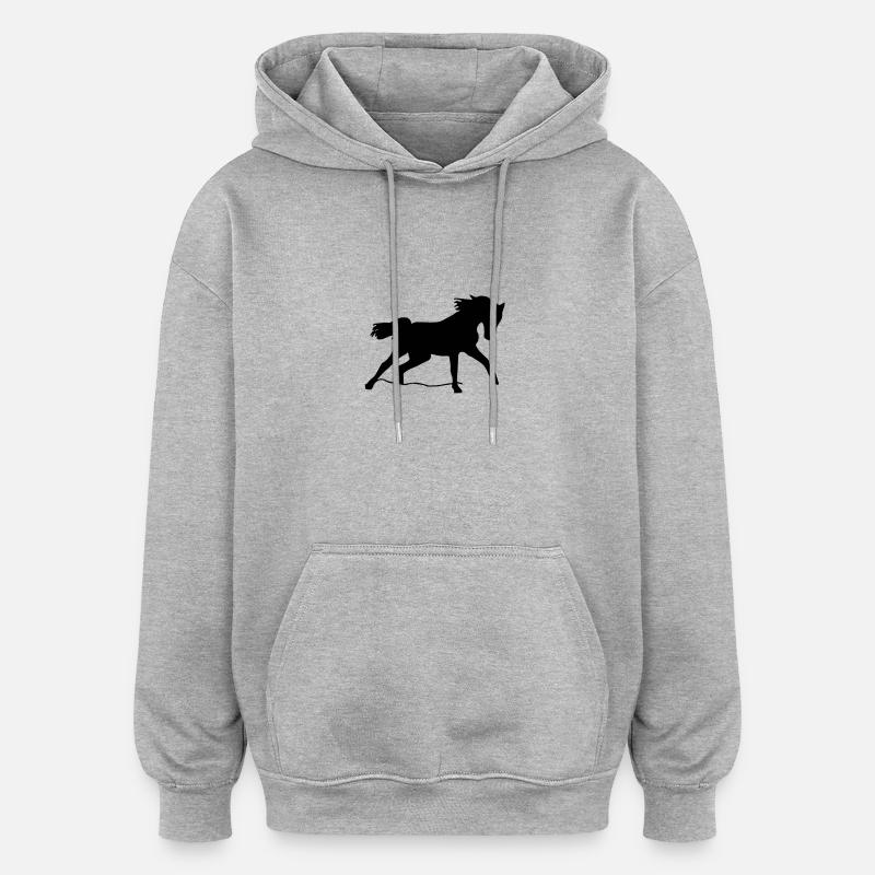 cheval - Sweat à capuche oversize unisexe - gris chiné