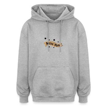 Miss You - Oversized Unisex Hoodie - heather grey - Front - Noah (186cm)