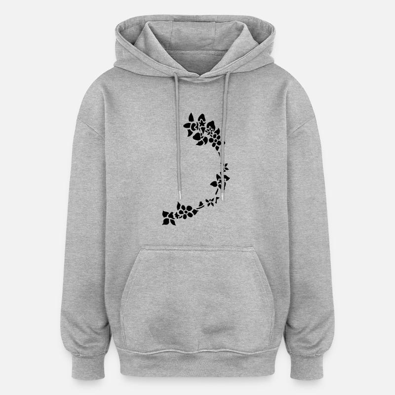 fleur - Sweat à capuche oversize unisexe - gris chiné