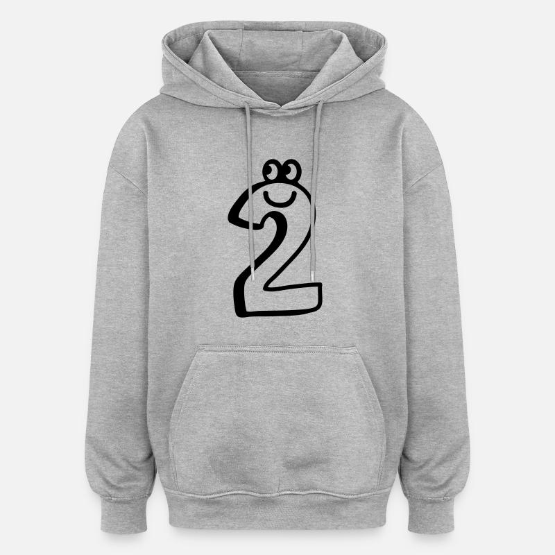 2 - Deux - Line - Sweat à capuche oversize unisexe - gris chiné