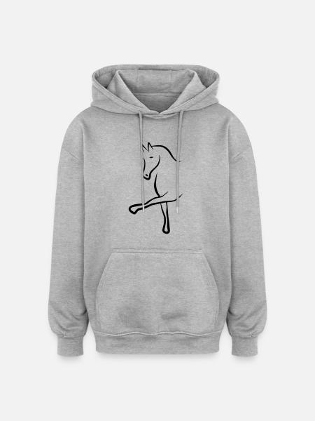 cheval - Sweat à capuche oversize unisexe - gris chiné