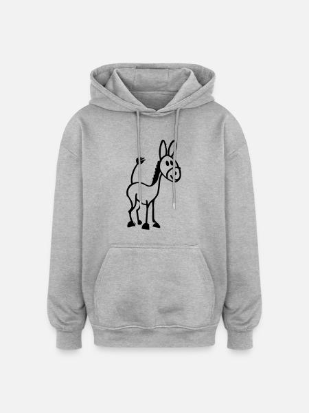 Kleiner Esel - Oversized Unisex Hoodie - Grau meliert