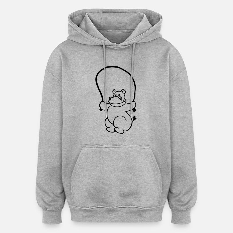 Hippo à Seilsprinegen - Sweat à capuche oversize unisexe - gris chiné