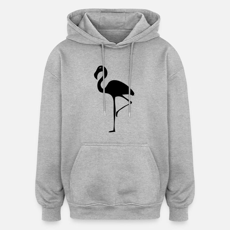 Flamant - Sweat à capuche oversize unisexe - gris chiné