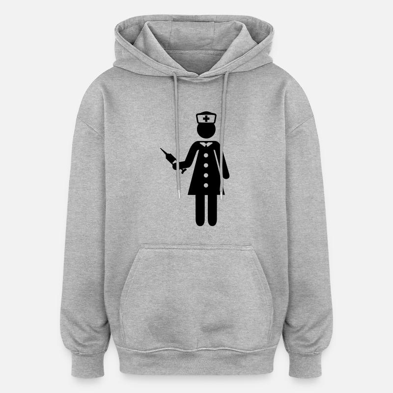 Infirmière - Sweat à capuche oversize unisexe - gris chiné