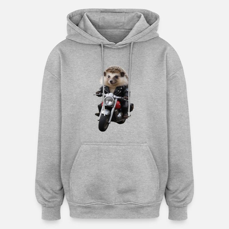 Herisson motard - Sweat à capuche oversize unisexe - gris chiné