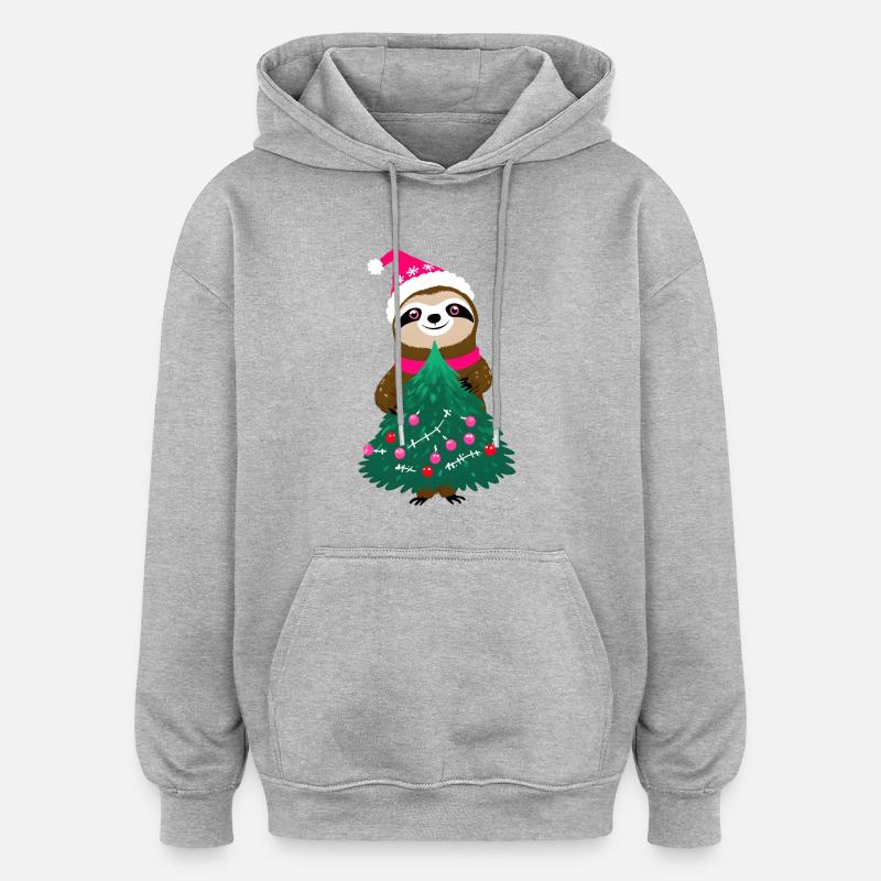 POD CUTE NOEL 5 - Sweat à capuche oversize unisexe - gris chiné