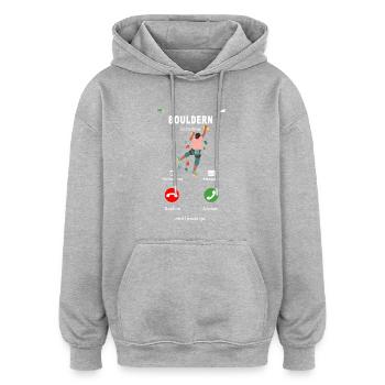 Bouldern is calling - Oversized Unisex Hoodie - Grau meliert - Vorne - Noah (186cm)
