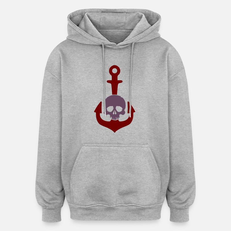 Crâne d’ancre - Sweat à capuche oversize unisexe - gris chiné