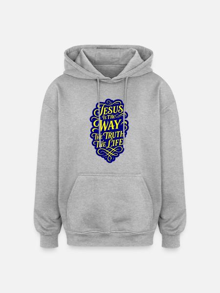 Jesus Way Truth Life Bible Verse - Oversized Unisex Hoodie - heather grey