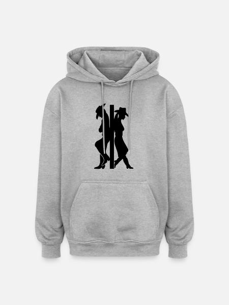 couple_cowboy - Sweat à capuche oversize unisexe - gris chiné