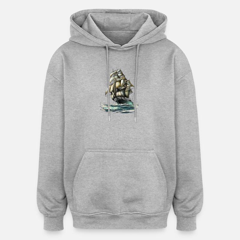 sailing ship - Oversize unisex hoodie - grå meleret
