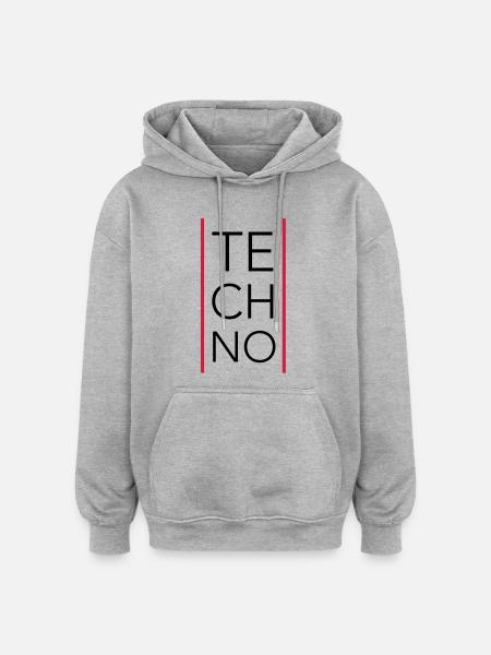 Techno - Oversized Unisex Hoodie - Grau meliert
