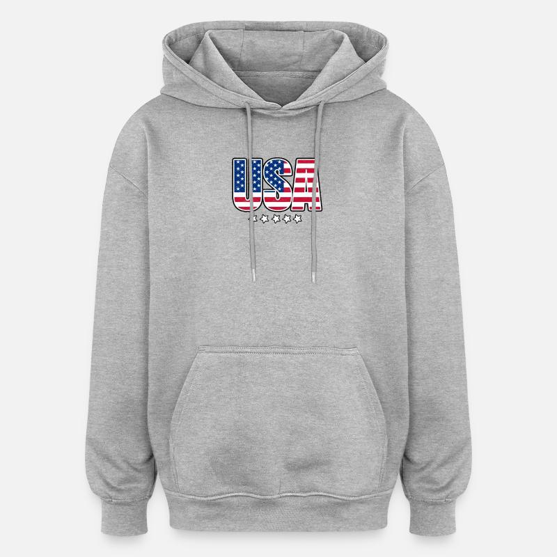 États-Unis - Sweat à capuche oversize unisexe - gris chiné