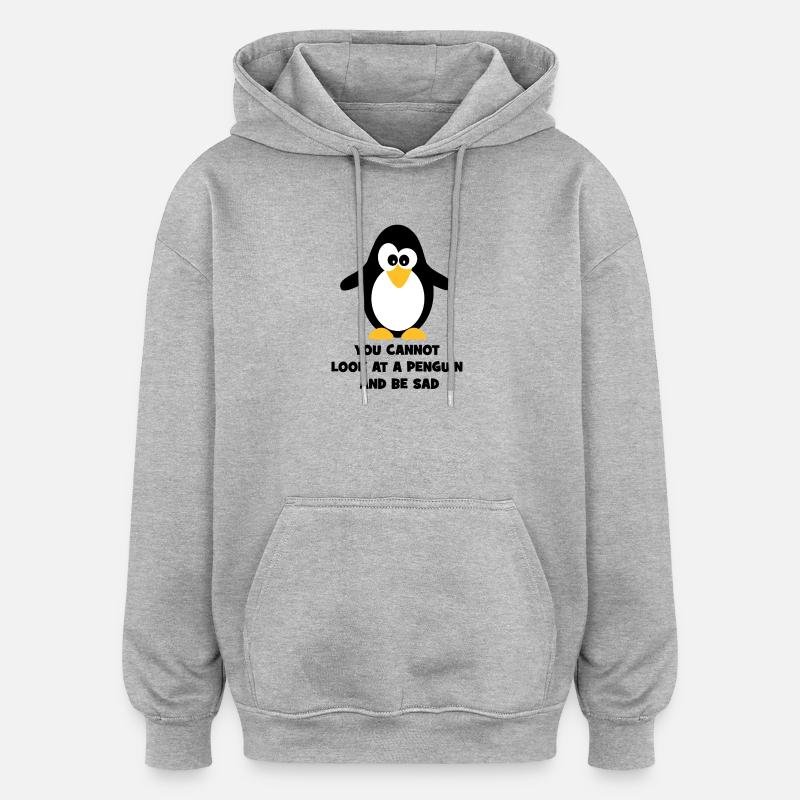 Pinguin - Oversized Unisex Hoodie - Grau meliert