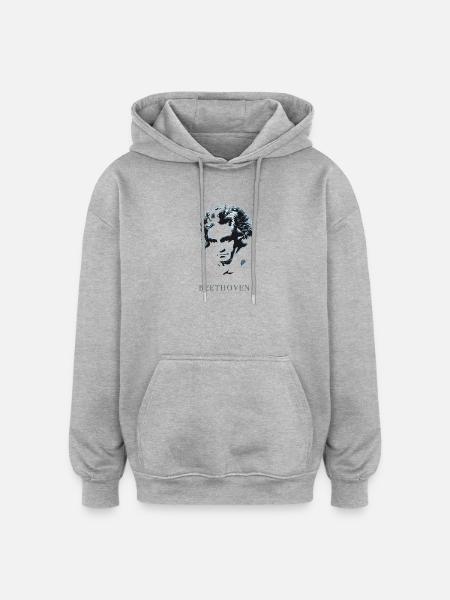 beethoven eksentrisk geni musikk døve komponist f - Oversized unisex-hettegenser - gråmelert