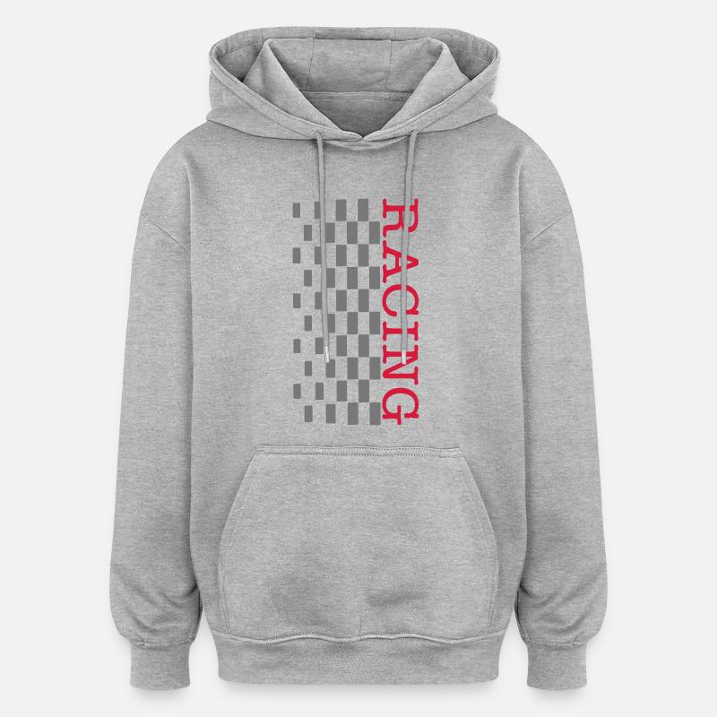 Drapeau de course - Sweat à capuche oversize unisexe - gris chiné