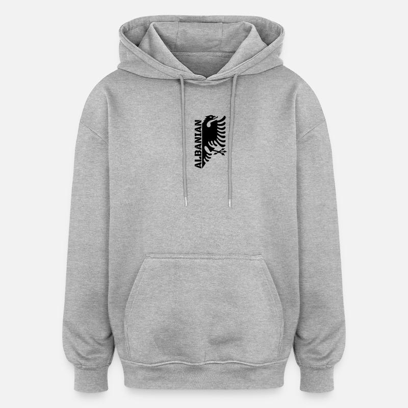 Drapeau albanais « albanais » - Sweat à capuche oversize unisexe - gris chiné