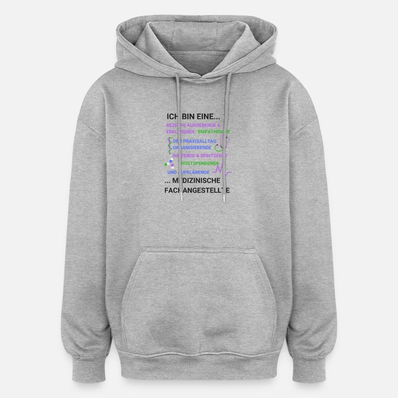 Assistante médicale Citation d'activités MFA - Sweat à capuche oversize unisexe - gris chiné