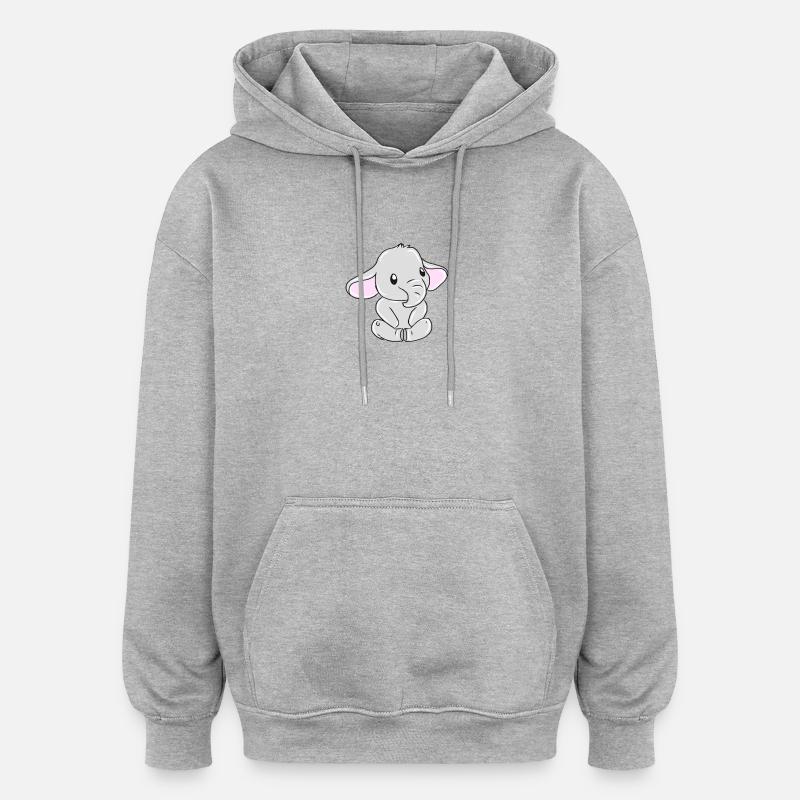 Elefant - Oversized Unisex Hoodie - Grau meliert
