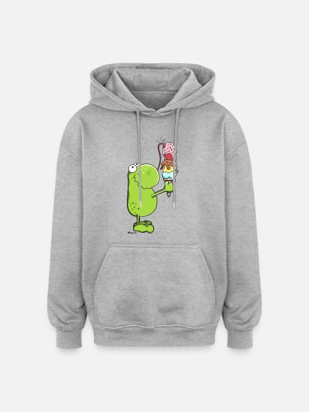 Grenouille avec glace - Sweat à capuche oversize unisexe - gris chiné