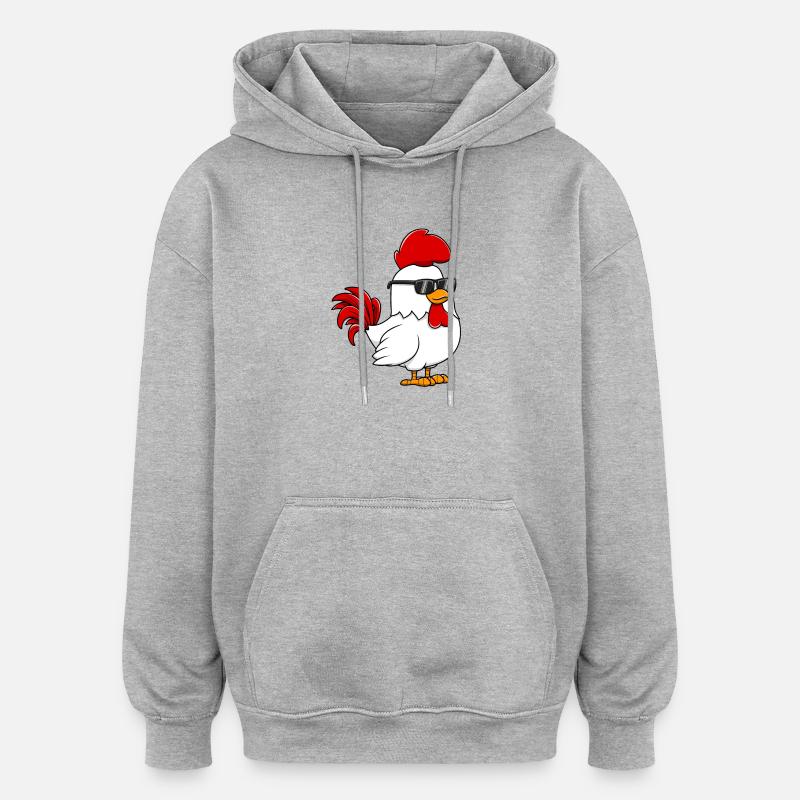 Poulet Coq - Sweat à capuche oversize unisexe - gris chiné