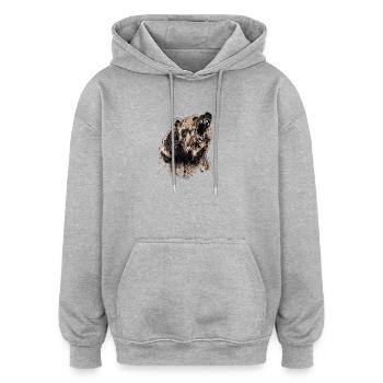 bear - Oversized Unisex Hoodie - heather grey - Front - Noah (186cm)